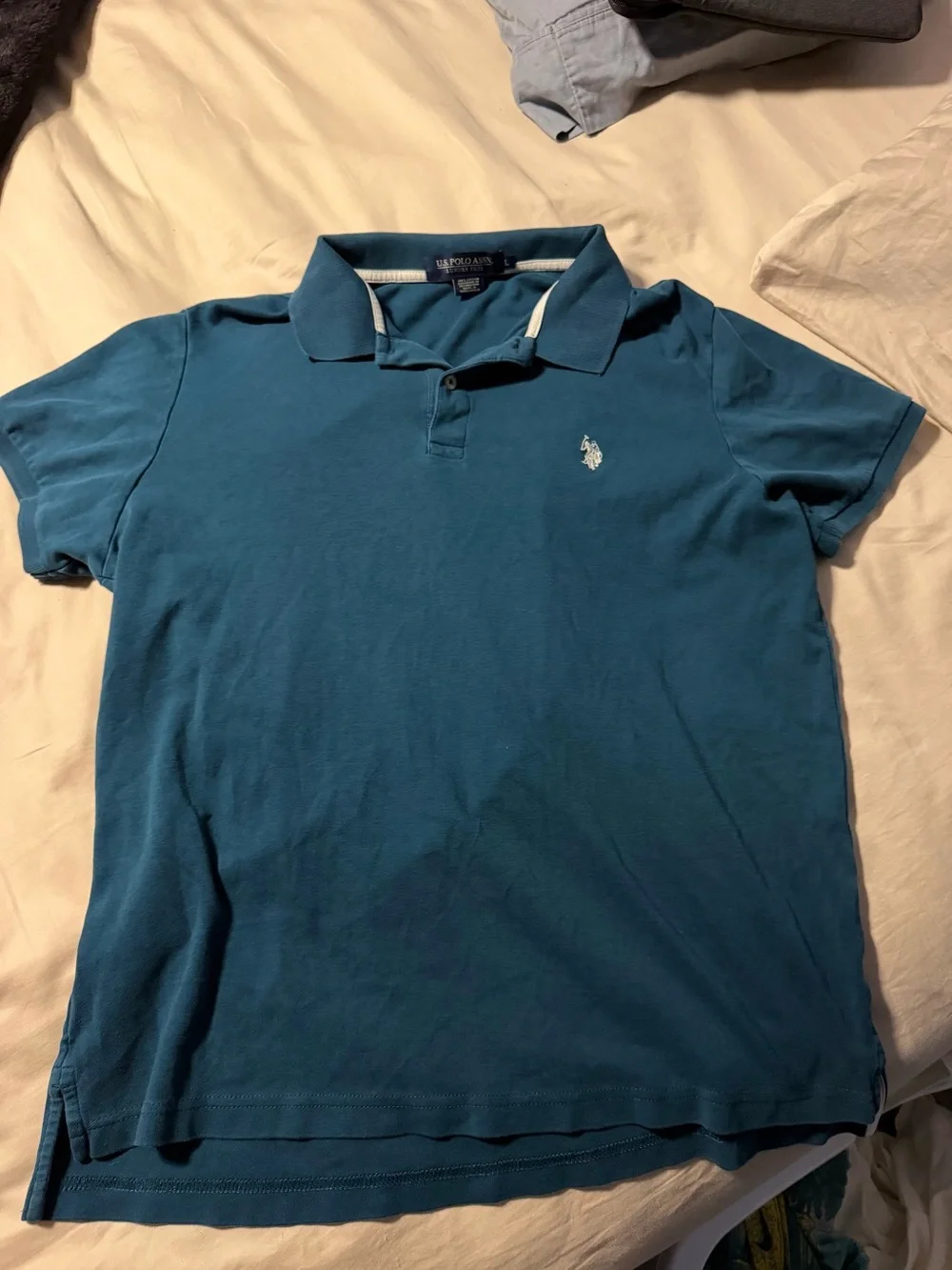 U.S. Polo Assn. Men's Teal Polo with Contrast Logo